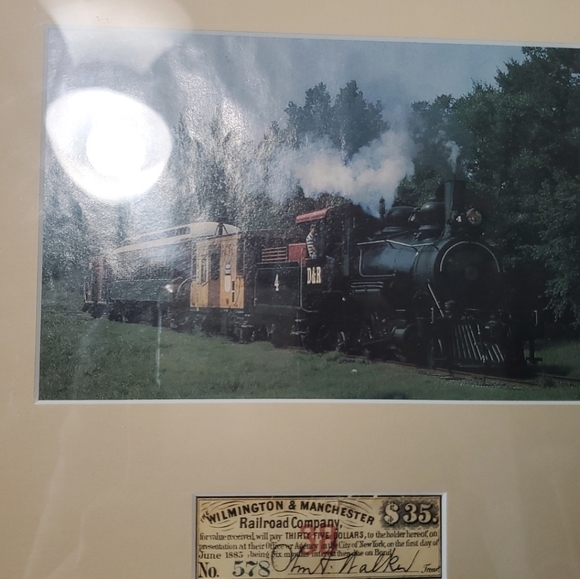 Vintage June 1885 WILMINGTON & MANCHESTER Train Ticket No.578 in frame 6"×11" - Picture 2 of 8